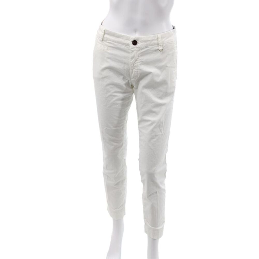 Masons Womens Chino Pants White Floral Button 96% Cotton Inseam 28 Size 40
